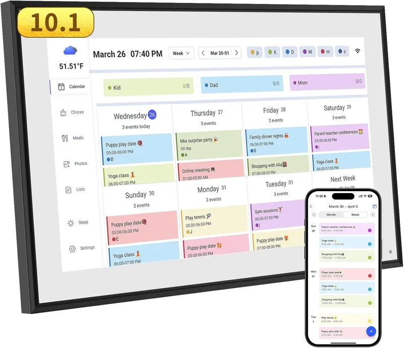Herncptar 10.1 Inch Smart Digital Calendar & Chore Chart